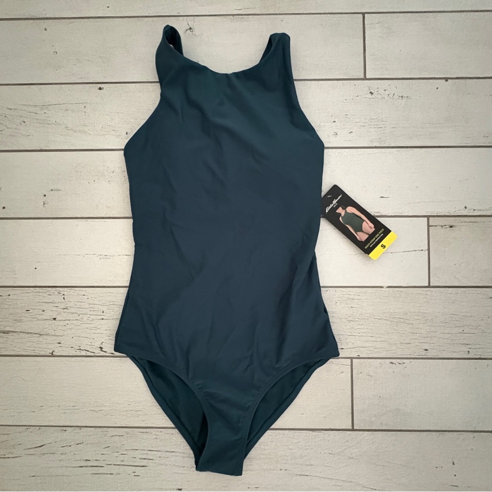 NWT Eddie Bauer Multi-strap one piece with UV protection in Green/Teal - Small